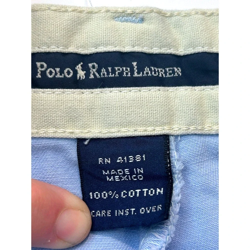 Polo‎ Ralph Lauren Mens Light Blue Pleated Cotton Chino Shorts 38 Coastal Preppy